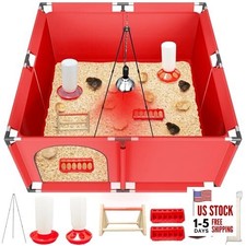 All-in-One Chicken Brooder Box for Chicks, Starter Kit with Timer Heat Lamp,