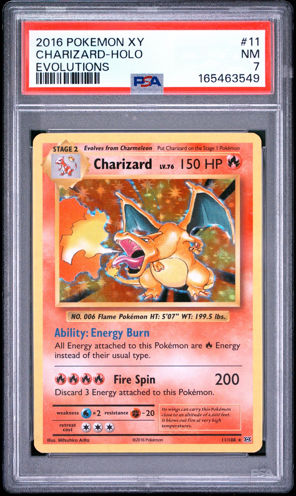 2016 POKEMON XY EVOLUTIONS #11 CHARIZARD-HOLO PSA 7 view 1