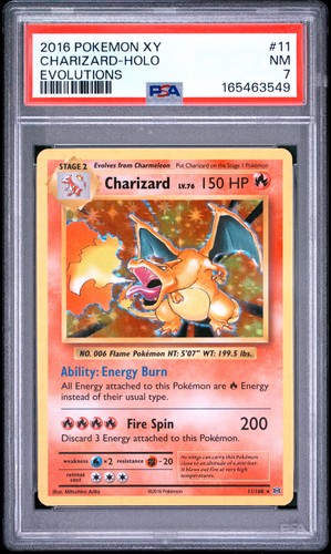 2016 POKEMON XY EVOLUTIONS #11 CHARIZARD-HOLO PSA 7