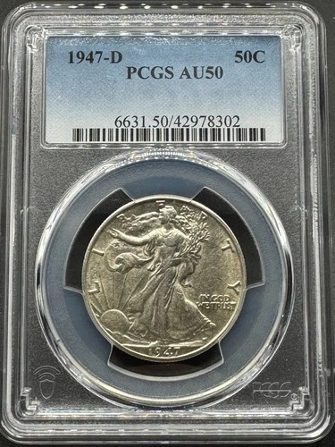 1947-D WALKING LIBERTY SILVER HALF DOLLAR PCGS AU50 04FC26