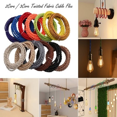 Stoffkabel Flexkabel 2/3-adrig gedreht geflochtenes Kabel Vintage Style Draht Lampe