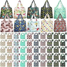 50 Pack Reusable Foldable Grocery Bags 10 Patterns Bulk Shopping Totes Pocket