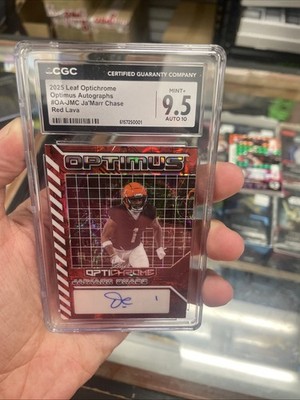 2025 Leaf Optichrome Ja'Marr Chase, Optimus Red Lava Auto 1/1 CGC 9.5