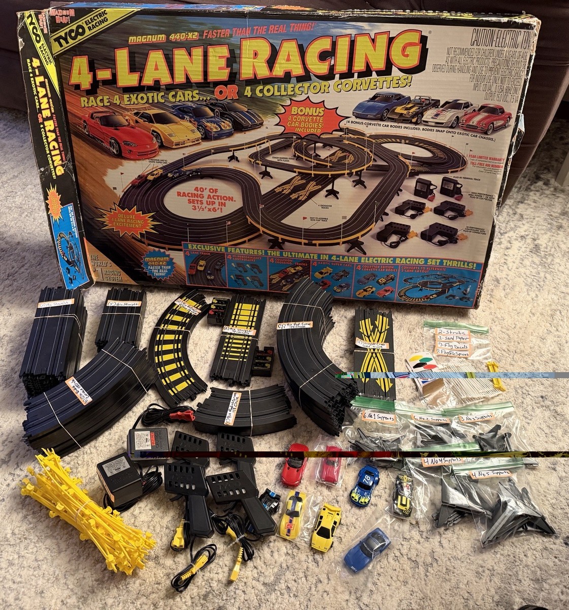 Vintage Tyco 4-Lane Racing Electric Slot Track-100% Complete! NEW