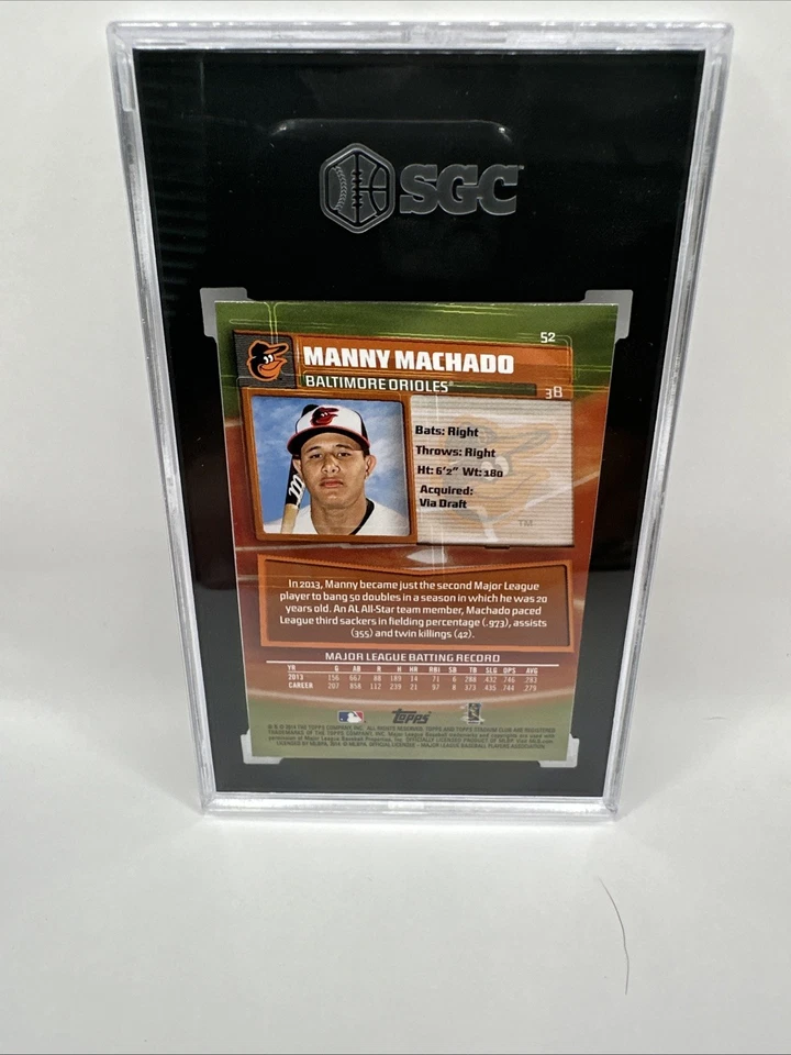 2014 Topps Stadium Club - Manny Machado #52 SGC Gem Mint 10 - Image 2 of 3