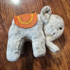 VINTAGE Possible STEIFF  Elephant  READ  Red Saddle, Missing Tusks