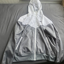 Nike Windrunner Men's Hooded Full Zip Windbreaker Jacket Gray/White M