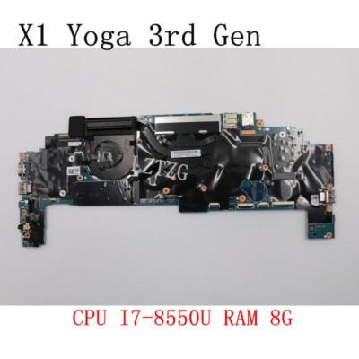 For Lenovo ThinkPad X1 Yoga 3rd Gen Motherboard CPU I7-8550U RAM 8G FRU 01YN227