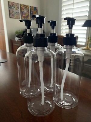 Empty Plastic Pump Bottles Dispenser 4 pack 16oz/500ml Portable 3''L x 3''W x 8.7''
