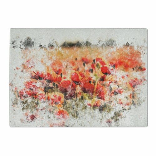 Field Of Poppies Vol.1 Chopping Board Glass Textured Cutting Worktop Kitchen - Picture 2 of 5