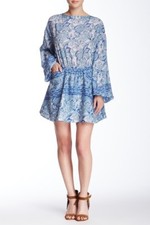 FREE PEOPLE Sun printed Short Dress Open Back Size M