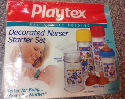 VINTAGE Playtex Drop-Ins ORIG DECORATED NURSER GIFT SET