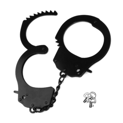 Schwarz Metall Handschellen Kostüm Cosplay Polizisten und Räuber Party Polizei Zubehör