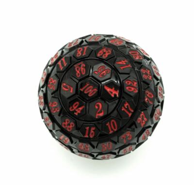 d100 Black and Red Hex 100 Sided Die, D100 Game Dice, 100 Sides DnD RPG AD&D