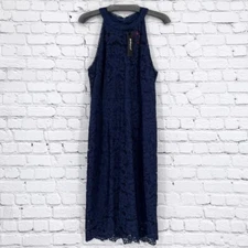 Allegra K Lace Halter Dress Sleeveless Party Cocktail Navy Blue Size XL NWT
