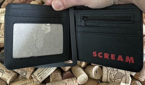 Scream Ghostface Scary movie mens wallet bifold black Red Card Case ID Coin New - Picture 3 of 5