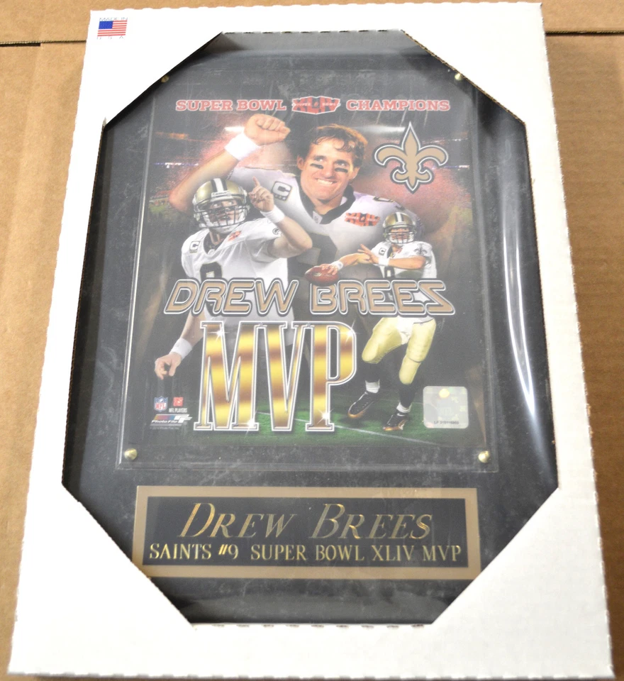 PLACA DE PARED DREW BREES SANTOS DE NUEVA ORLEANS ENMARCADA 8X10 FOTO-HOMBRE ARTE RUPESTRE-12X15 Foto 3 de 4