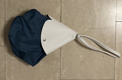 Longchamp X Nendo Damen Tasche Beutel Leder (weiß) und Textil (blau)
