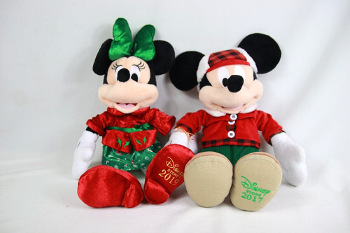 Mickey and Minnie Mouse Disney Store Christmas Dolls 2016 and 2019 Holiday