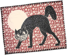 NEW Creepy Co. Beistle Black FUNKY CAT Blanket 60x44" Horror Halloween Spooky