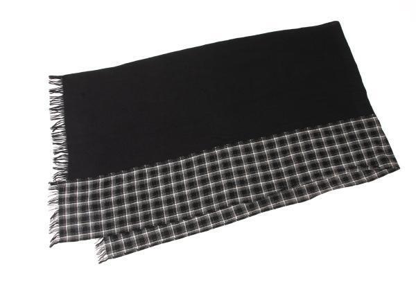 Yohji Yamamoto NOIR Wool Check Switching Fringe Stole(K Yohji Yamamoto NOIR Wool Check Switching Fringe Stole(K