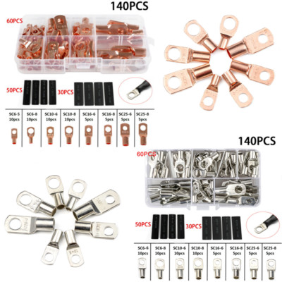 280Pcs Copper Wire Ring Terminal Lug SC Battery Welding Bare Connectors Set Kits