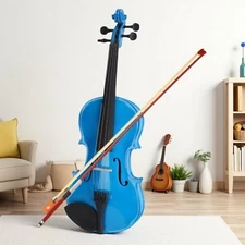 4/4 Full Size Acoustic Beginner / Student Violin Set - Case, Rosin & Bow, Blue