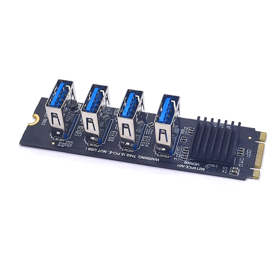 M.2 NVME KEY-M to 4-port PCI-E adapter slot one for four USB3.0 expansion card - Image 3 of 4