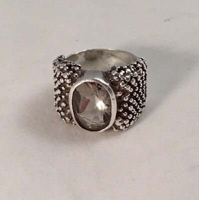 MICHAEL DAWKINS ovaler Rosenquarz Sterlingsilber Ring Größe 6