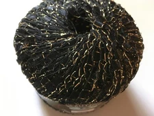 Black Gold Metallic Ladder Yarn Dark Horse Beautiful #S101 Sparkly Ribbon 50gr
