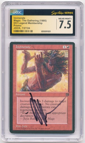 Graded Signed Incinerate CGC 7.5 JSA DCI Legend Promo Artist Jock 1995 MTG Magic