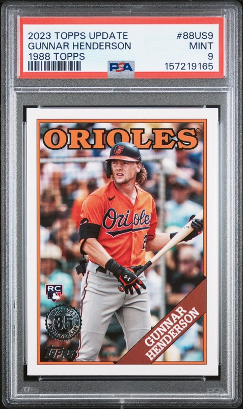 2023 TOPPS UPDATE 1988 TOPPS BASEBALL #88US9 GUNNAR HENDERSON RC PSA 9
