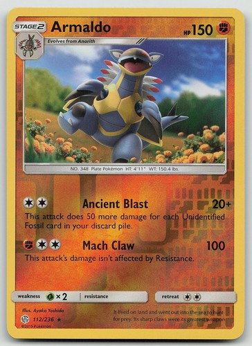 Pokemon Armaldo 112/236 Cosmic Eclipse Rare Reverse Holo NM