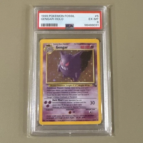 PSA 6 1999 Pokémon Fossil Gengar #5/62 Holo Rare Unlimited