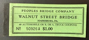 Peoples Bridge Co Walnut Street Bridge ticket booklet HARRISBURG PA