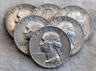 Lot of 6 1964 Washington Quarters XF/AU : P&D, High Grade - .9 Fine Silver Coins
