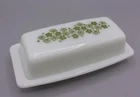 Vintage Pyrex Green Spring Blossom Crazy Daisy Butter Dish & Lid USA