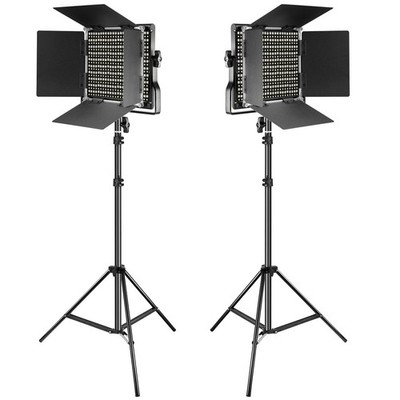 Neewer 2 Pieces Bi-color 660 LED Video Light And Stand Kit Brand New In Box