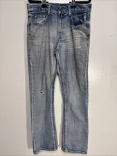 Flypaper Bootcut Mens Size 32 x 34 Cowboy Western Distressed Denim Cotton Dads
