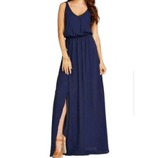 Show Me Your Mumu Kendall Maxi Dress Small Rich Navy Crisp