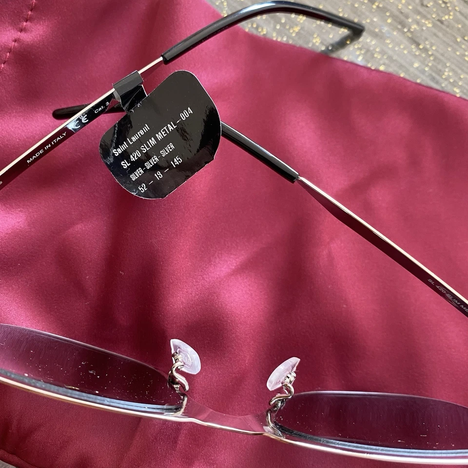 occhiali da sole uomo Saint Laurent Sl 420 Slim Metal 004 52 18-145 - Immagine 4 di 4