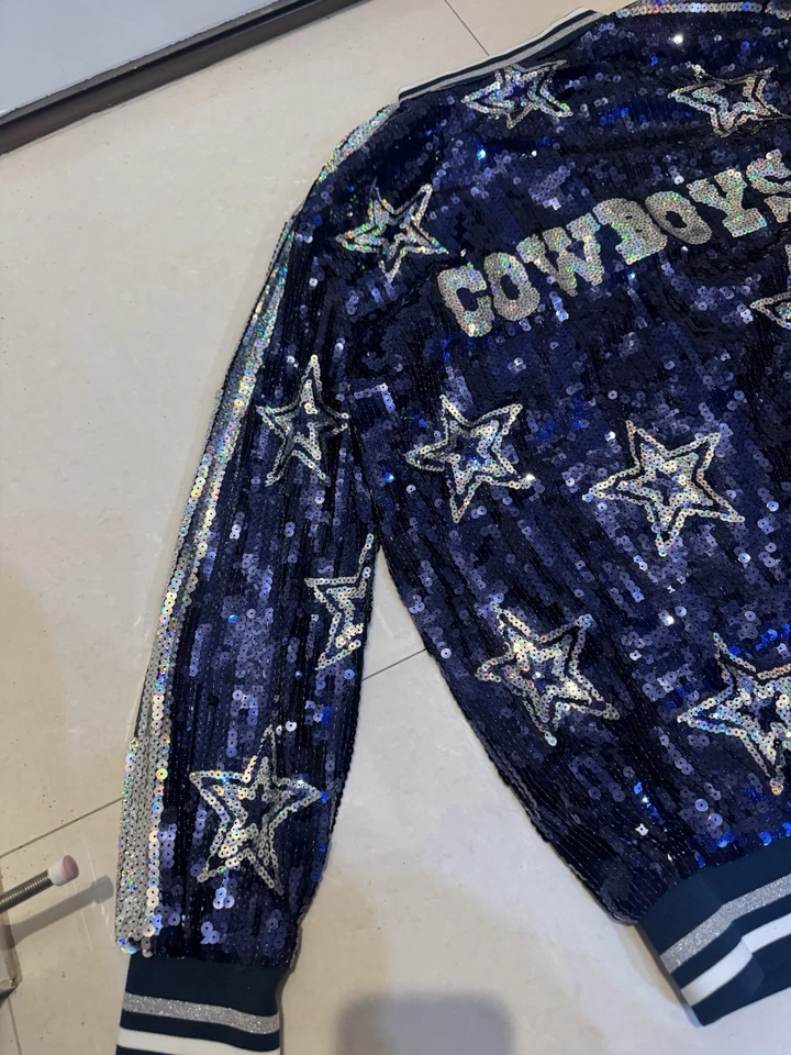¡NUEVO! Chaqueta de lentejuelas brillantes Dallas Cowboys talla única para todas las mujeres Foto 3 de 4