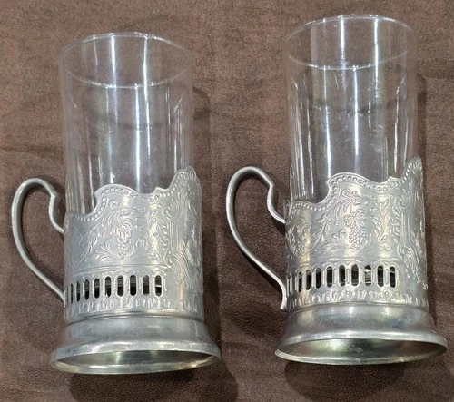 Vintage Kosmos Space Soviet Union Russian Tea Glass Cup Holder Podstakannik USSR
