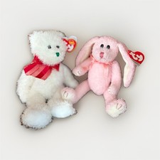 Ty Attic Treasures Plush Lot Strawbunny Pink 2004 Holiday Teddy Bear
