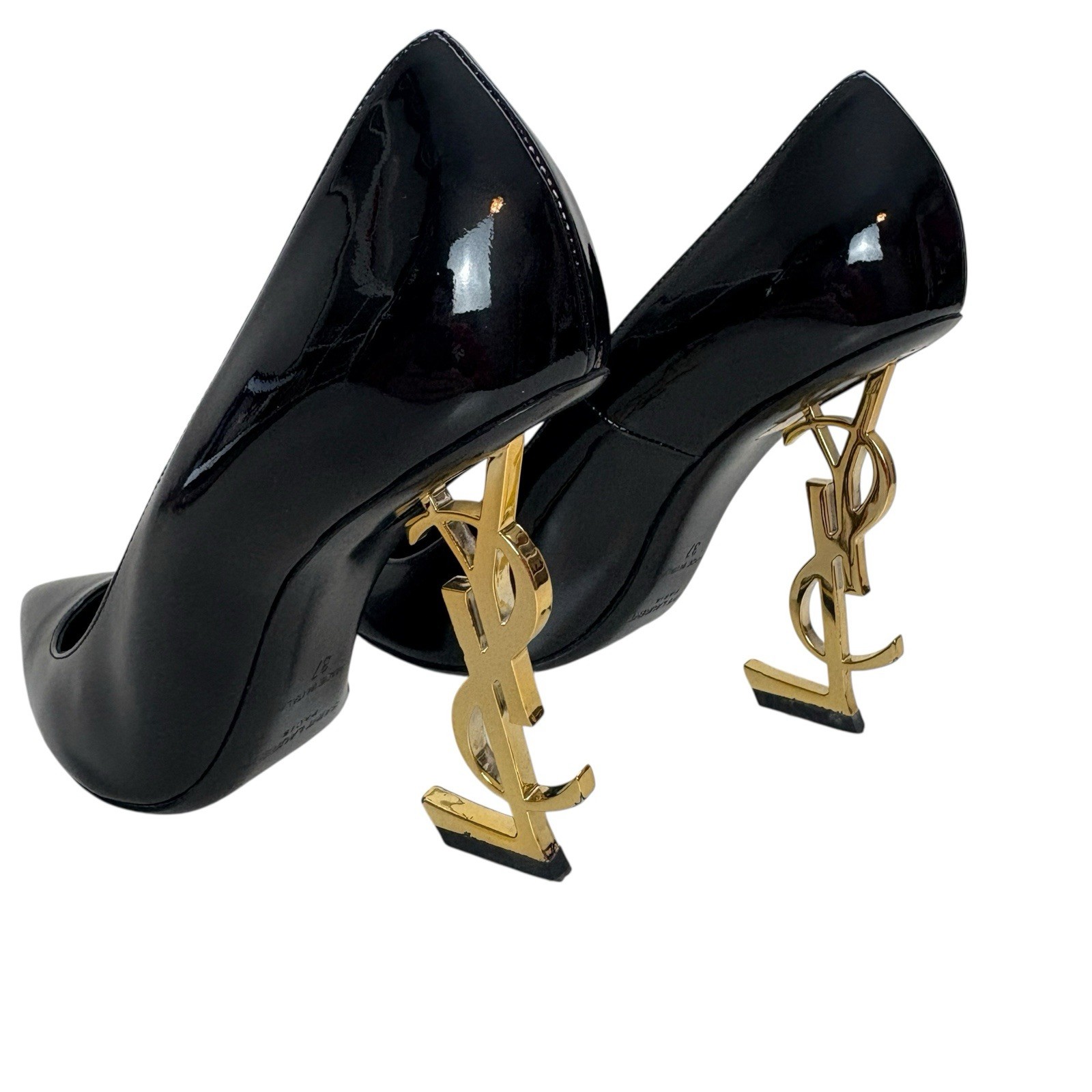 Saint Laurent Opyum YSL Heel Black Patent Pumps 37 US 7 thumbnail 8