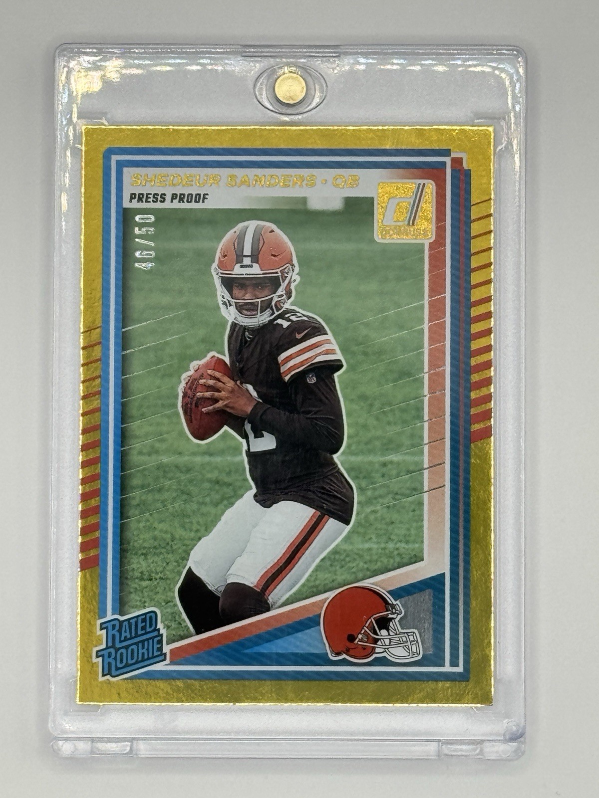 2025 Panini Donruss Press Proof Gold #306 Shedeur Sanders RC Rated Rookie 46/50