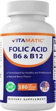 Vitamatic Folic Acid B12 B6 180 Fast Dissolve Tablets