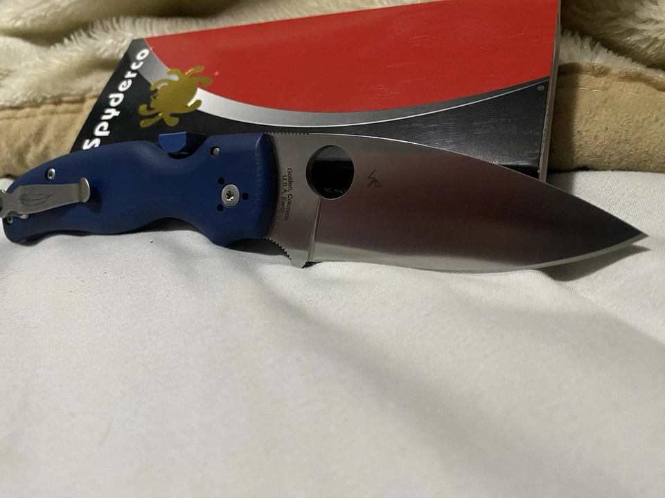 Spyderco Shaman Satin CPM SPY27 Hoja Lisa Azul Cobalto Mango G-10 Foto 3 de 4
