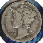 1921-D 90% SILVER MERCURY DIME ~ KEY DATE ~ IN VG to F CONDITION ~ 1c START