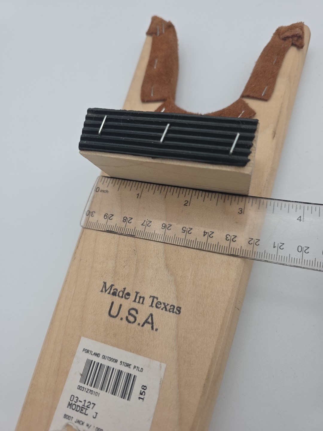 Western Outfitters Boot Jack With Logo Made In Texas Wood Leather Portland OR